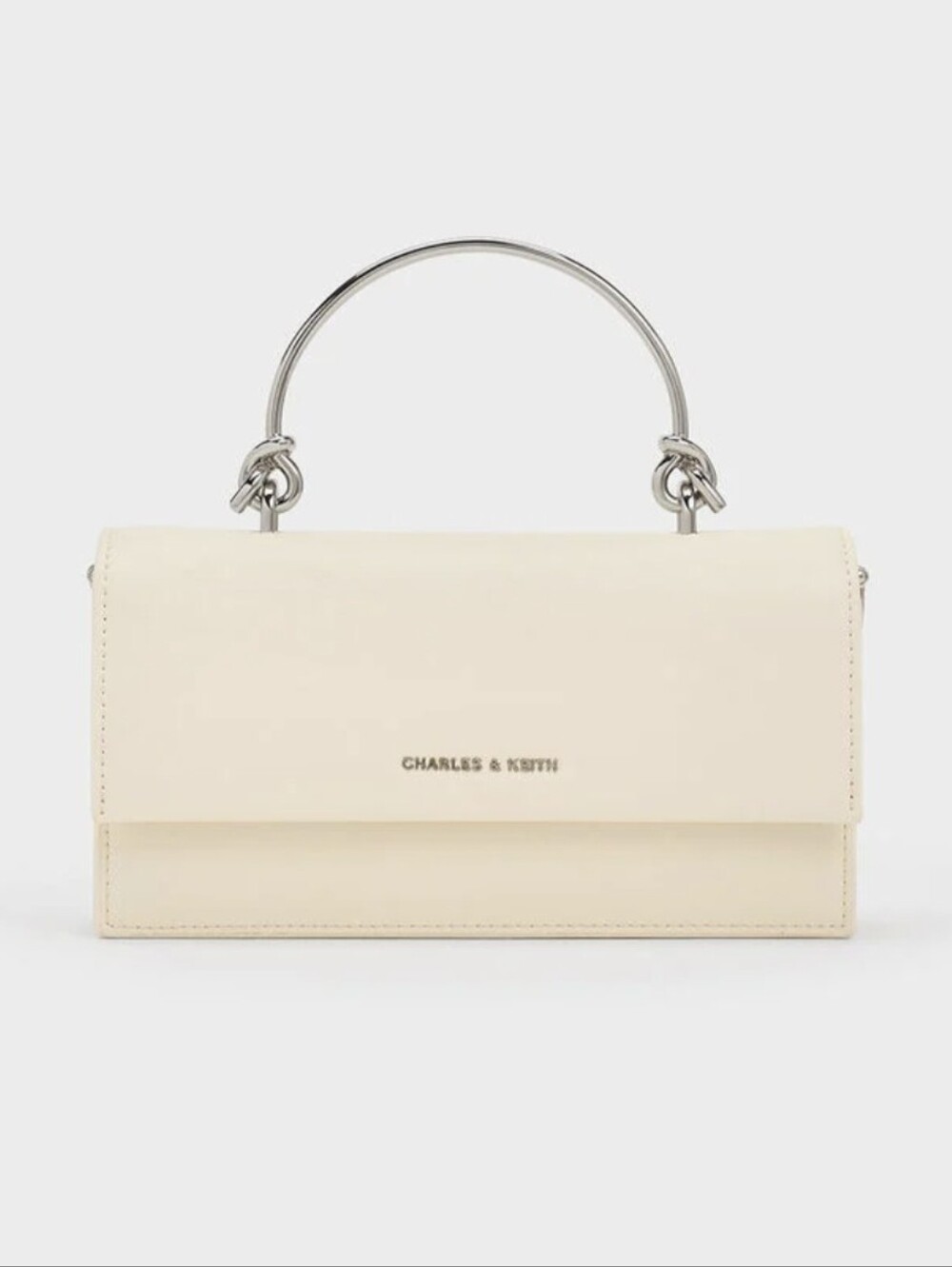Charles & Keith Kristine Sculptural Long Wallet in Cream